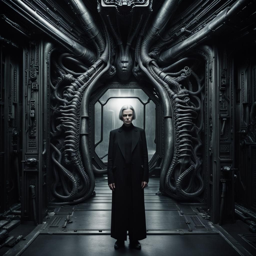 Sci-Fi Portrait in HR Giger Style