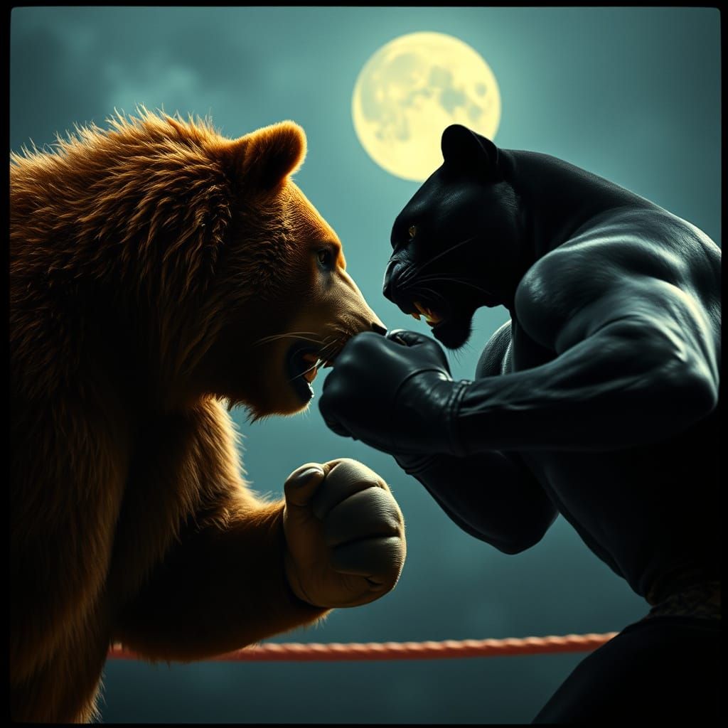 Moonlit Animal Boxing Spectacle