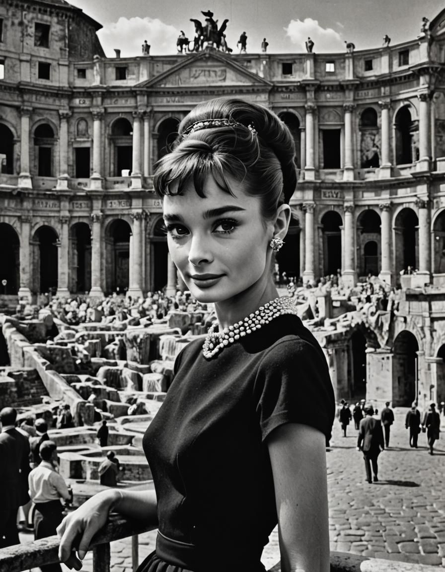 Audrey Hepburn Portrait in Rome, Vintage Photo