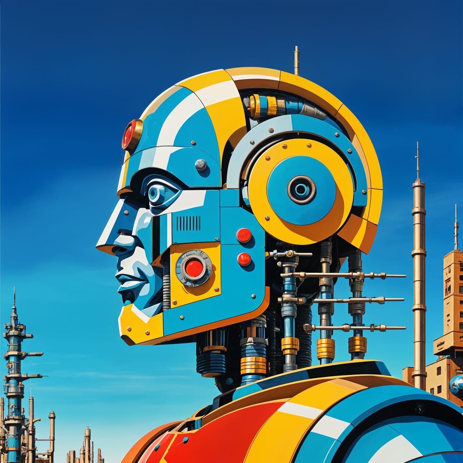 Cyborg Robot: 1940s Pop Art Portrait