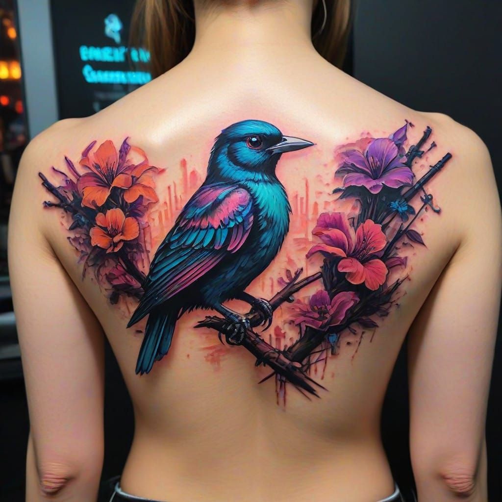 Glittering Cyberpunk Tattoos Bloom with Neon Life