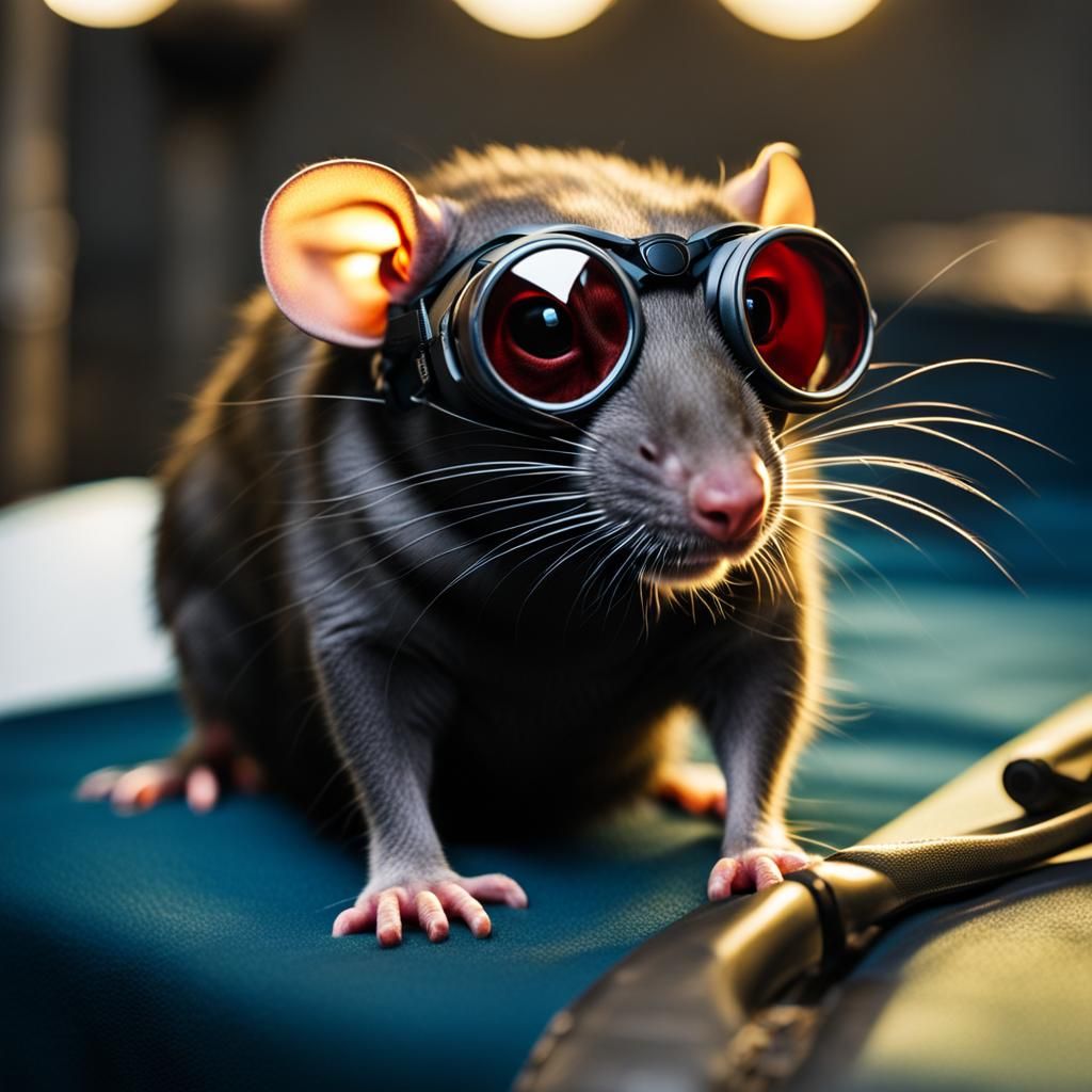 Goggled Rat on Massage Table