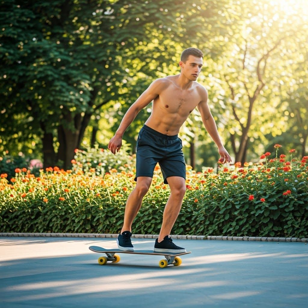 Athletic Skater in Serene Parkland