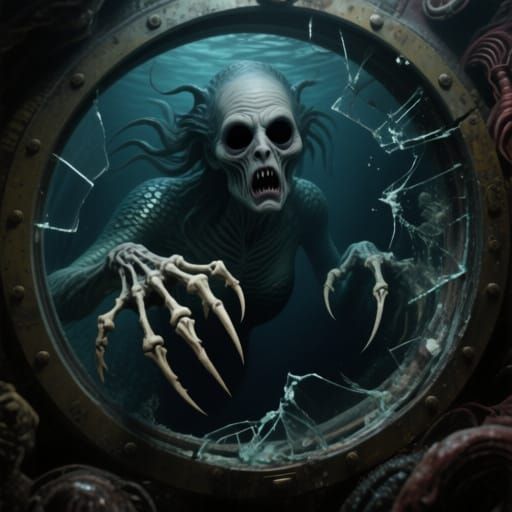 Nightmarish Mermaid Siren of the Deep in Horror Style