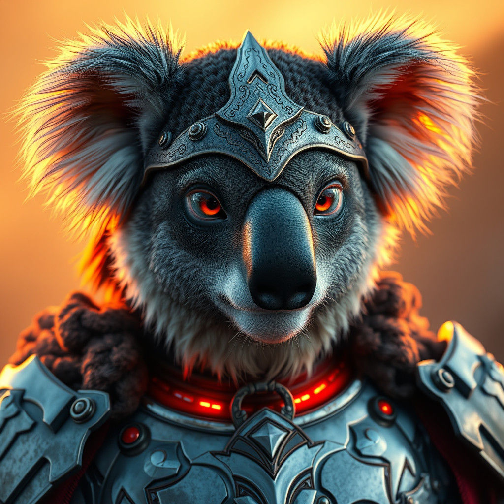 Koala Viking Portrait in Cyberpunk Style