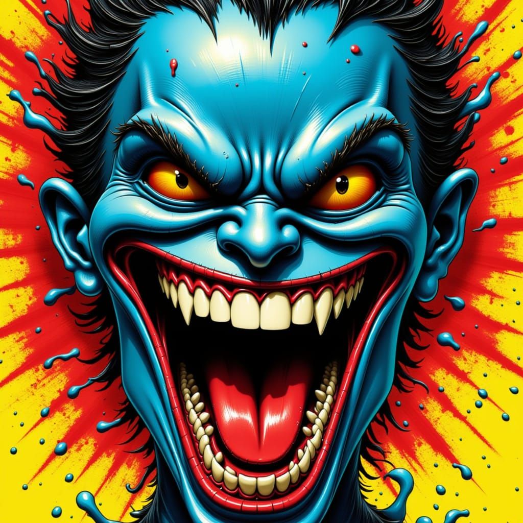 Pop Art Angry Face With Vibrant Colors