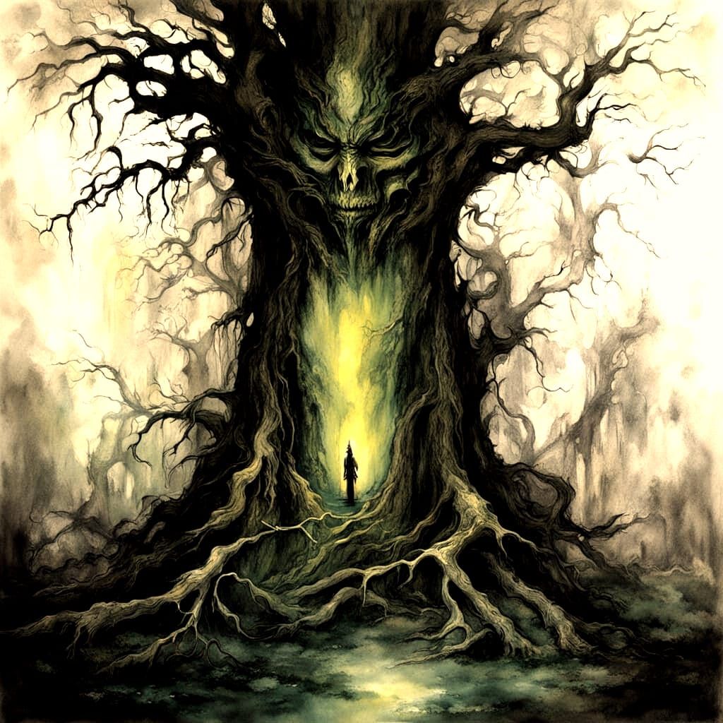 Mystical Shield in a Foggy Forest