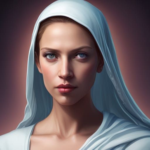 Virgin Mary Portrait in Art Nouveau Style