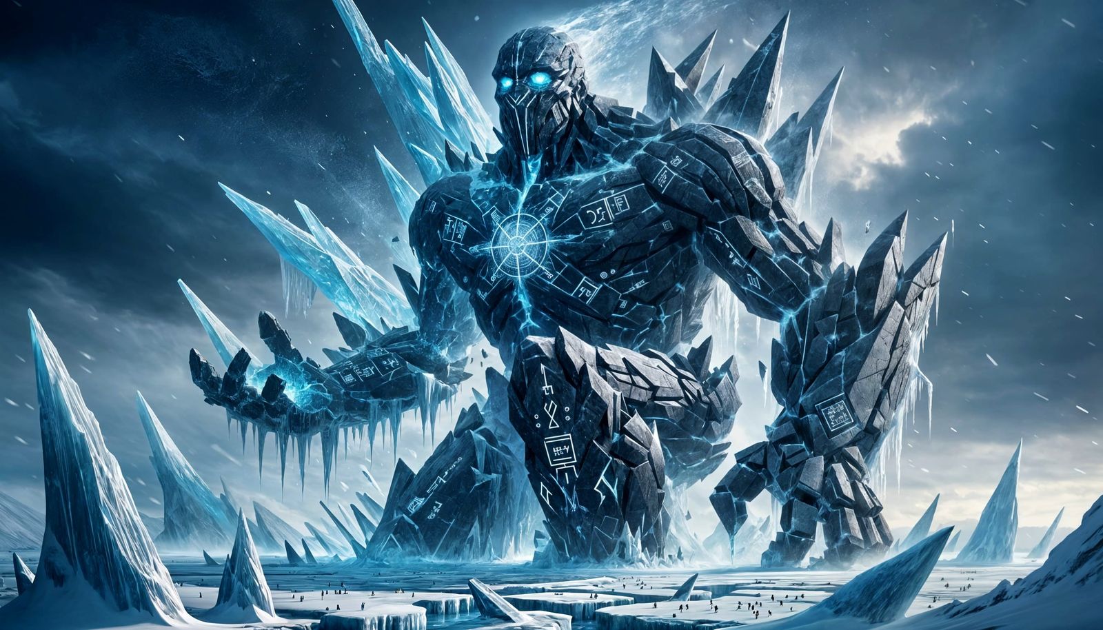 Icy Golem Titan Emerges from Frozen Wasteland