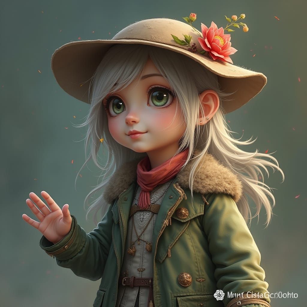 Sorrowful Panda Blows Bubbles in Soapy Bath, Delicate Anime-...