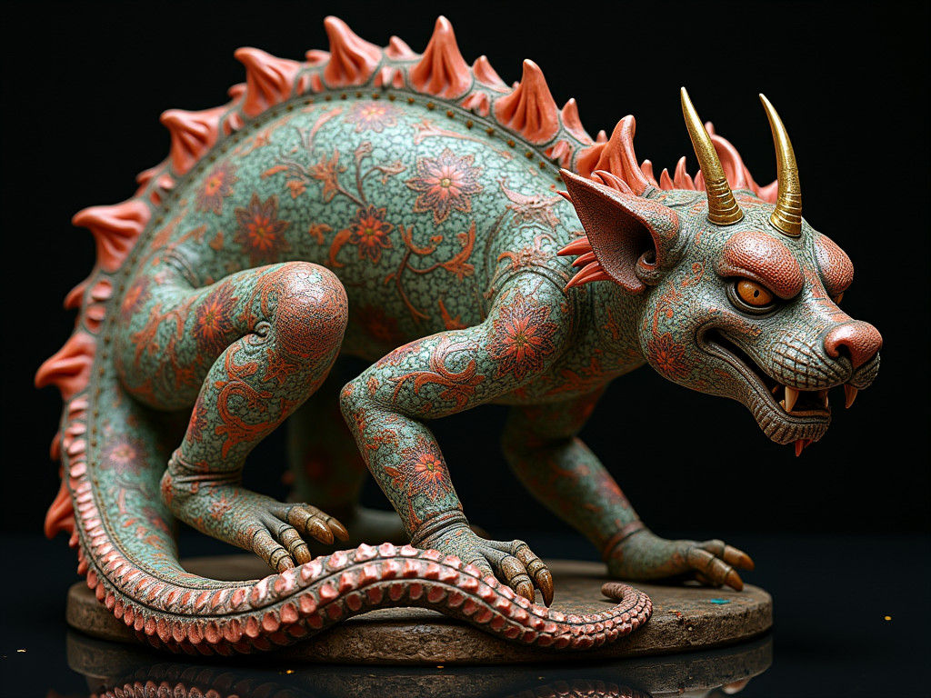 Abstract Portrait with Cloisonné Elements and Dark Tsingy