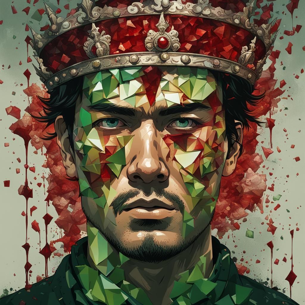 Eurasian Man with Glass Crown Portrait