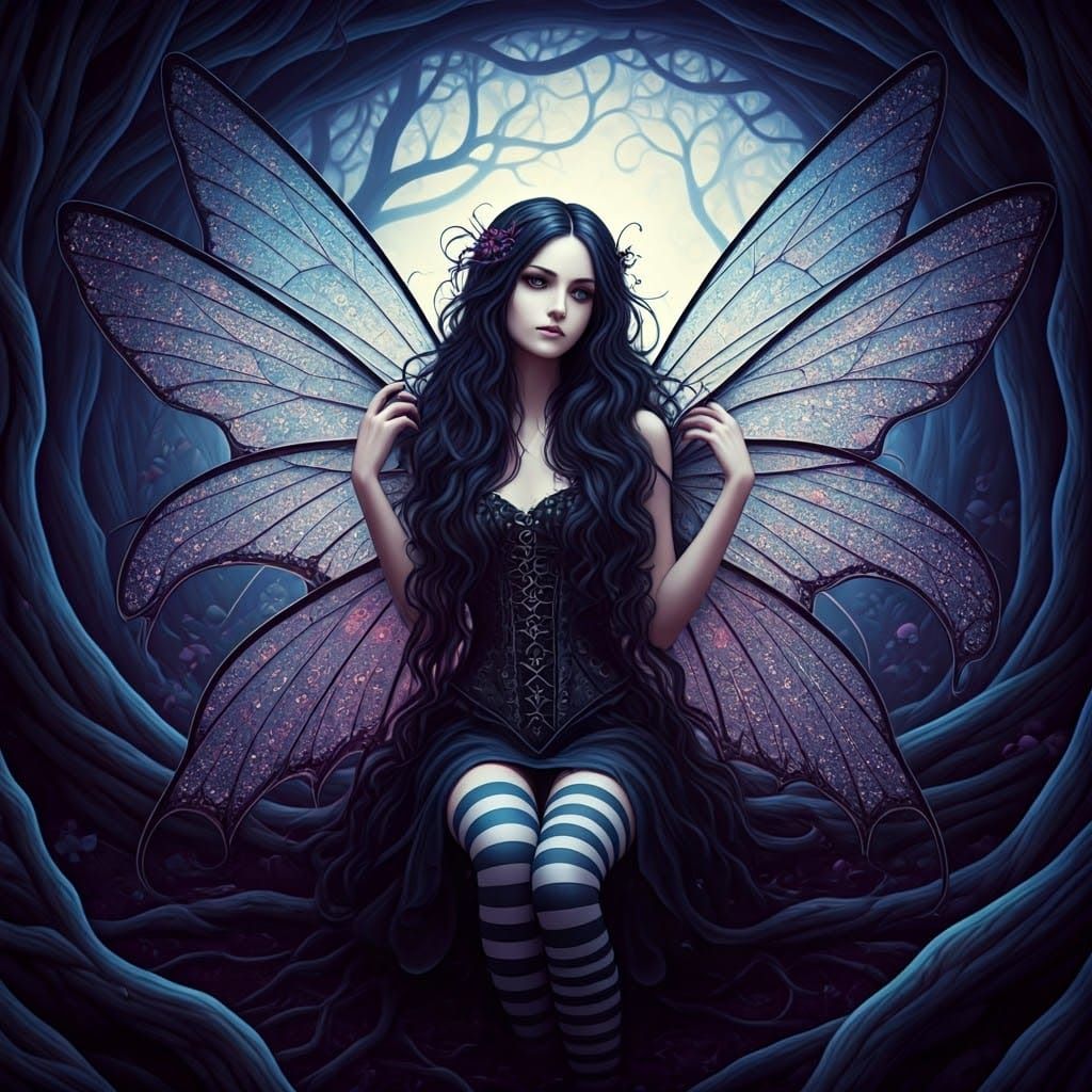 Ethereal Gothic Fairy in Mystical Forest