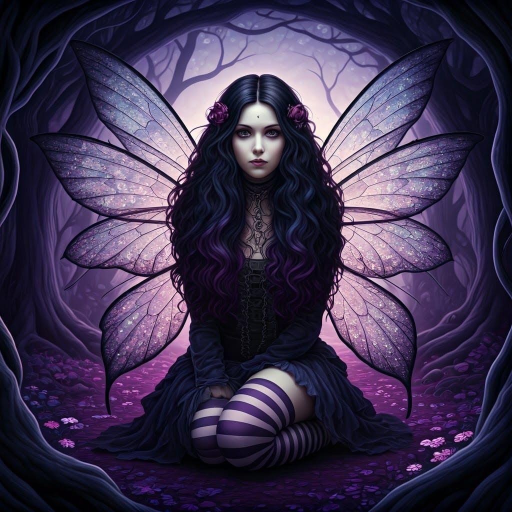 Gothic Fairy in Mystical Forest