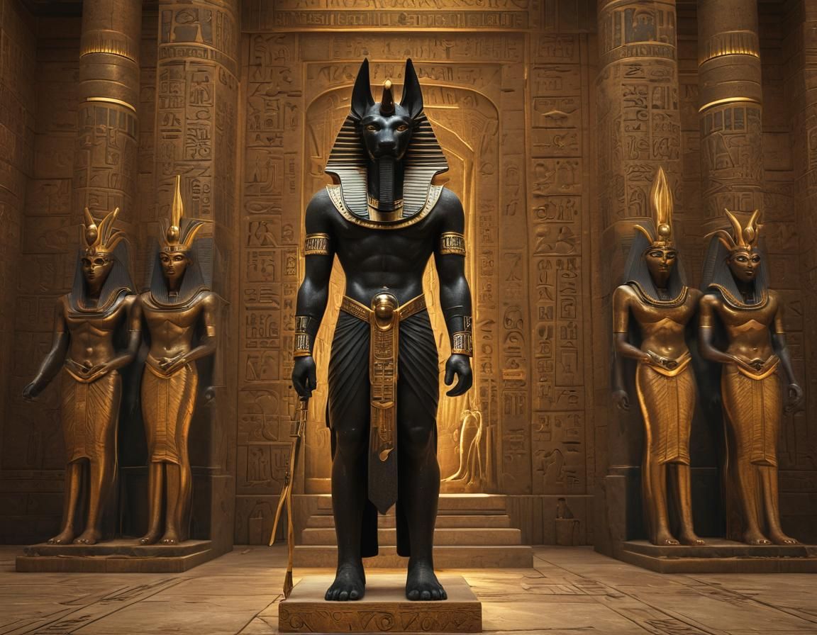 Osiris in Ornate Egyptian Temple at Golden Hour