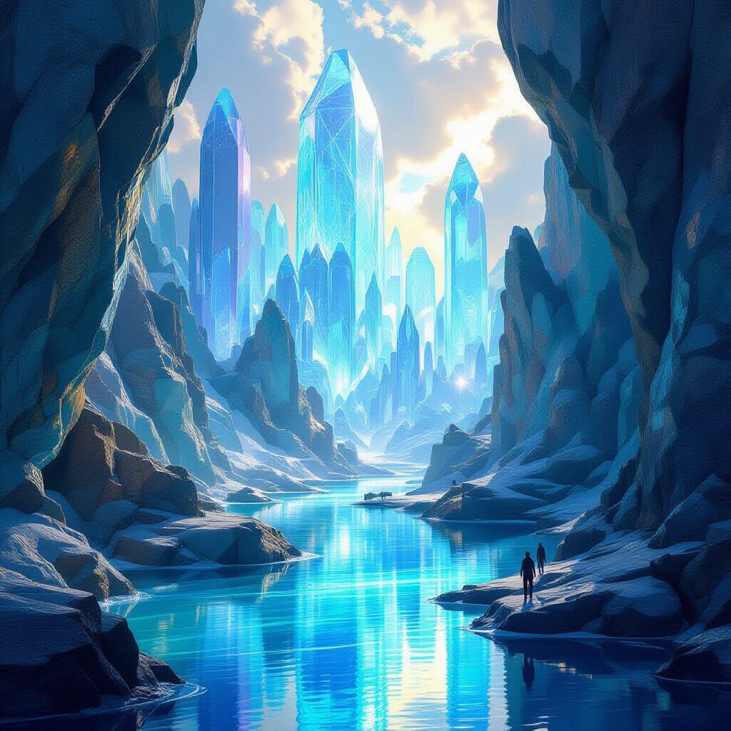 Crystal Cavern City: Luminous Crystal Architecture