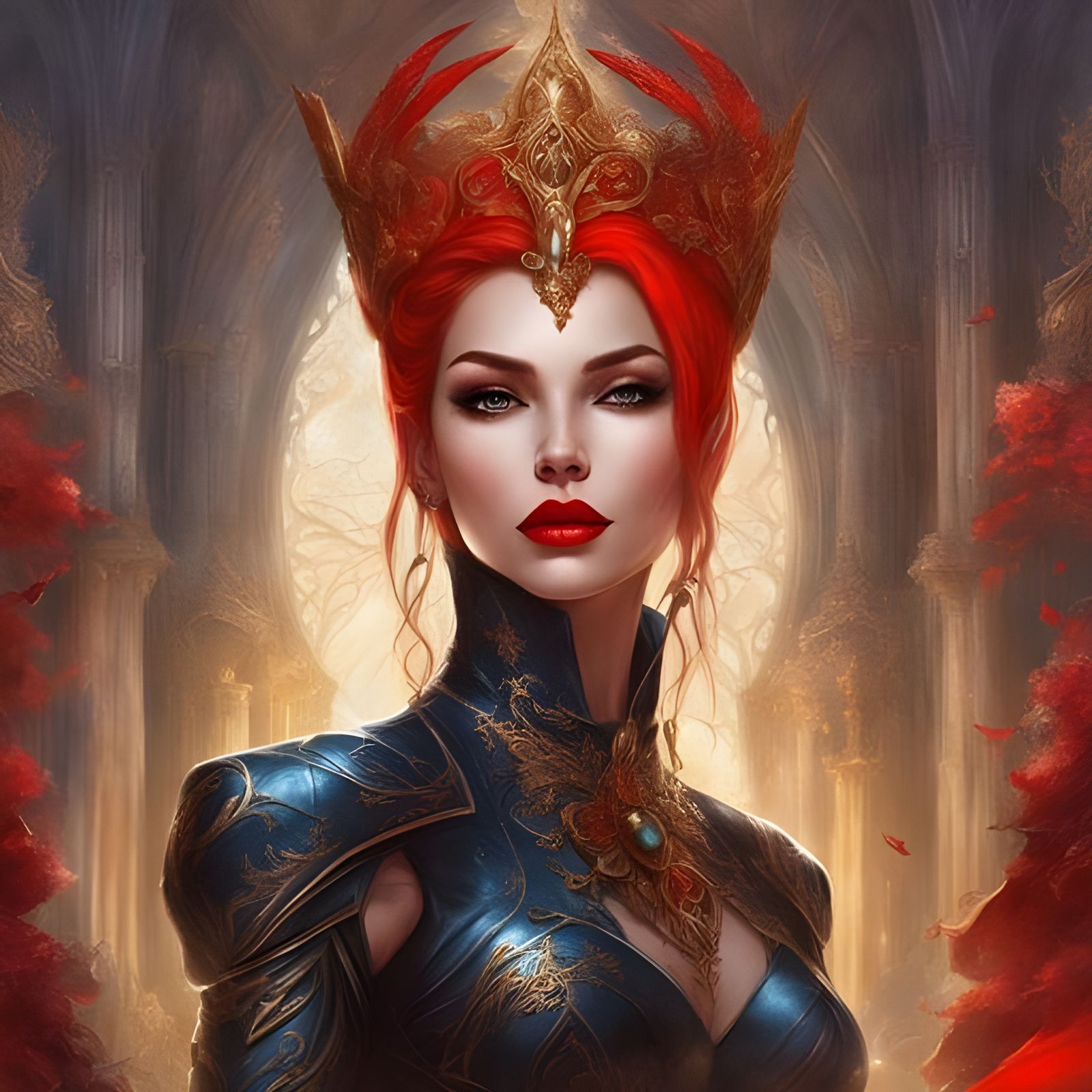 Gothic Leather Mistress Portrait in Splash Art Style