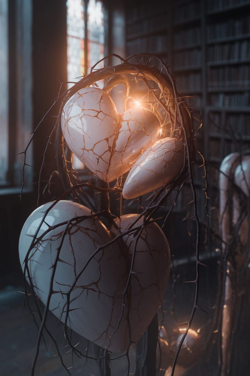 Haunted Hearts in Setting Sun Glow