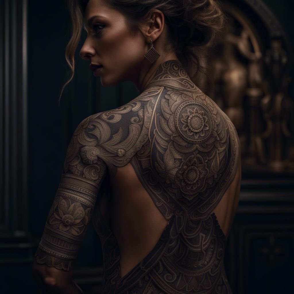 Greek Goddess Tattoo in Ultrarealism and Dark Art