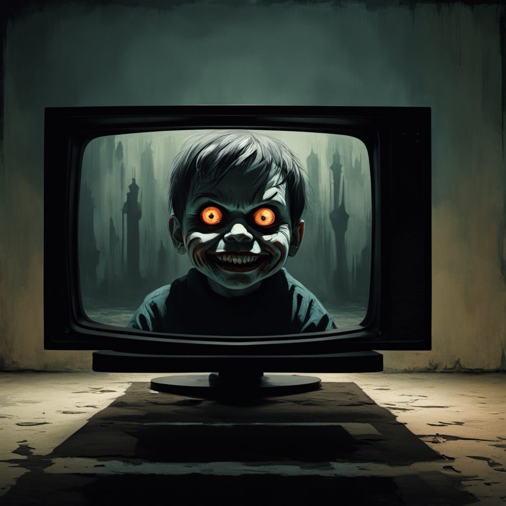 Surreal Horror Masterpiece: Distorted Forms and Glowing Eyes