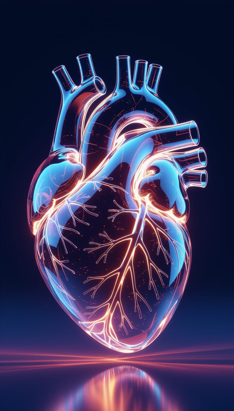 Crystal Heart with Glowing Veins in Hyper-Realism Style