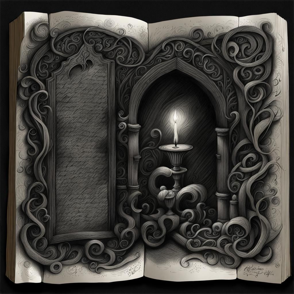 Sinister Gothic Journal in Charcoal Style