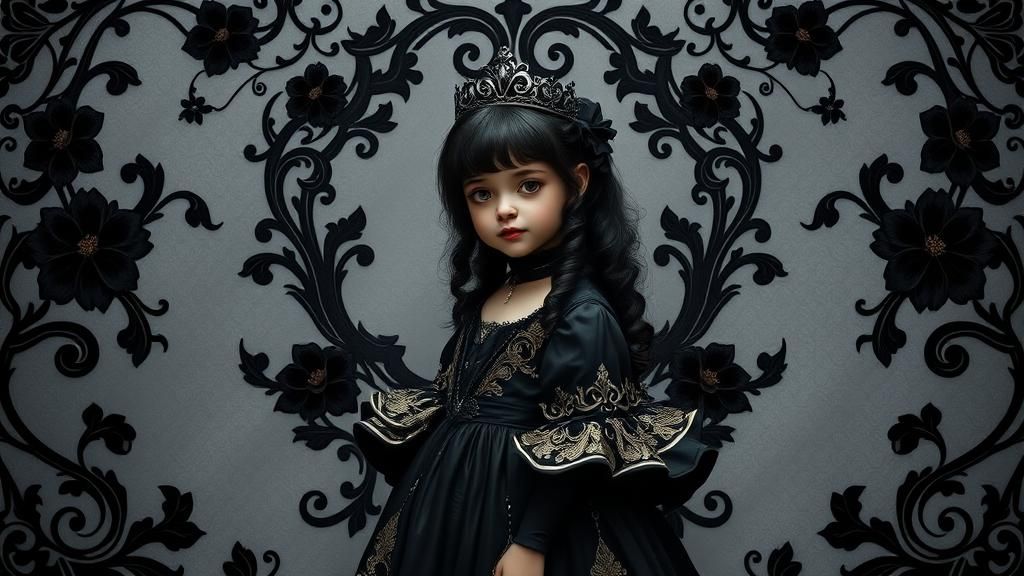 Gothic Girl Portrait in Art Nouveau Style