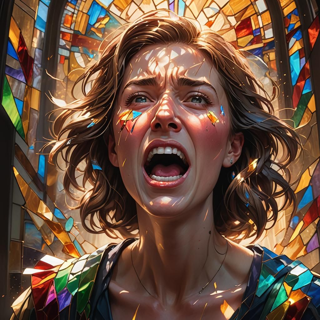 Sneezing Person with Burst of Colorful Energy