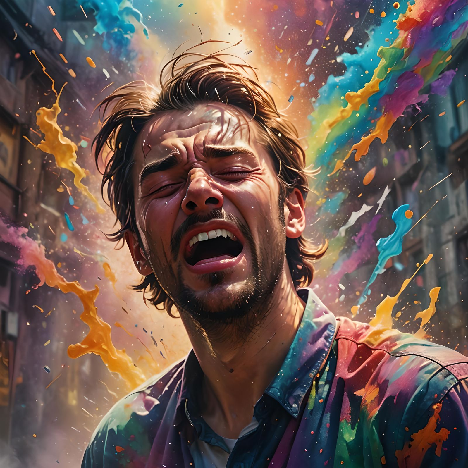 Hyperrealistic Sneeze in Splash Art Style