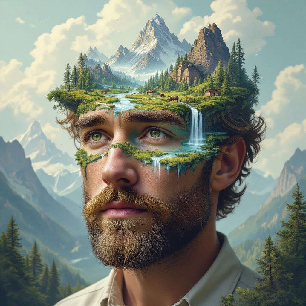 Continental Face: Ethereal Cities and Waterfalls