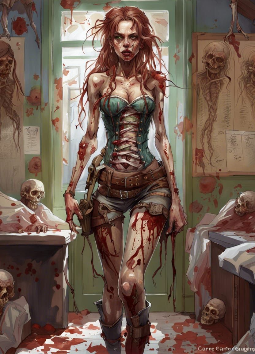 Zombie Girl's First Day: Detailed Portrait in Disney Style