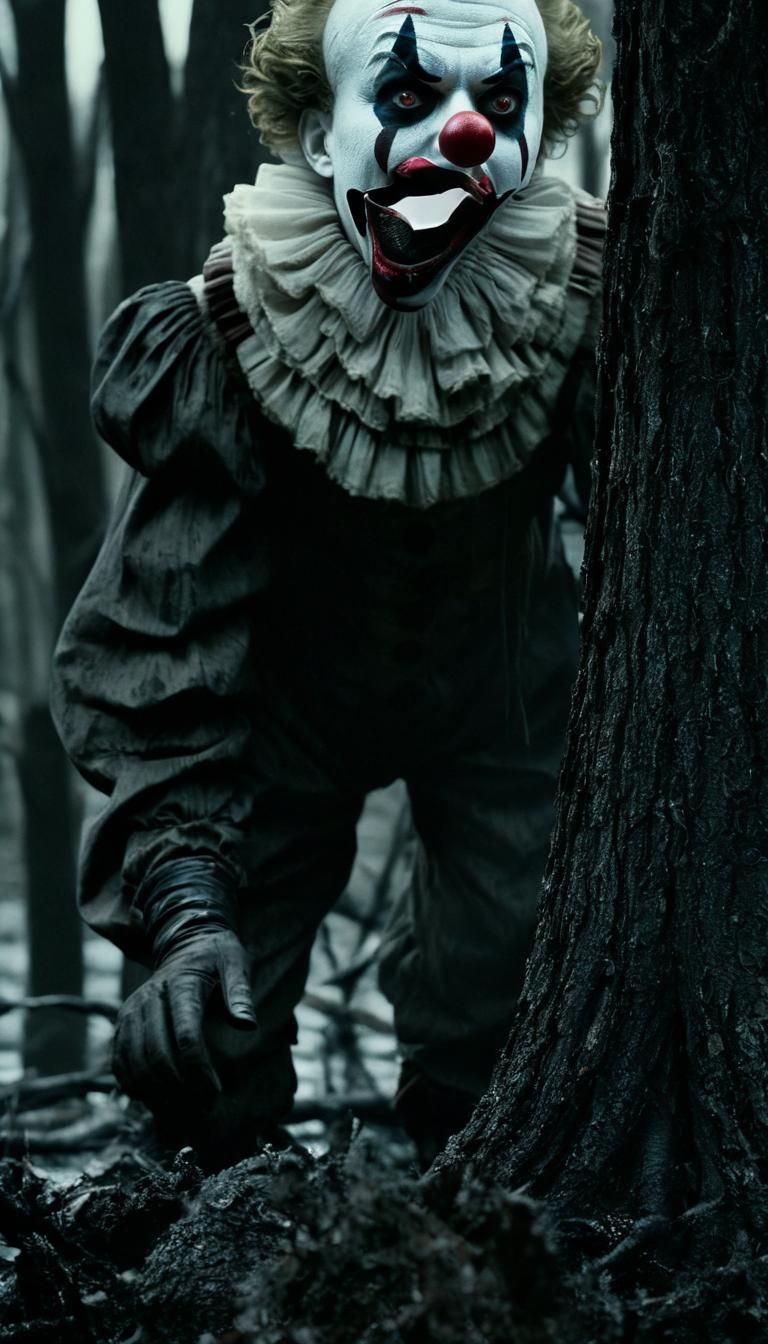 Cinematic Clown Creature in a Desolate Landscape