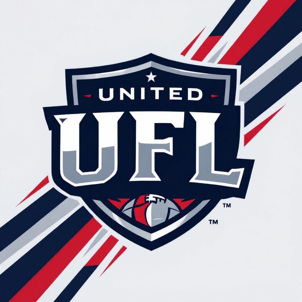 Sleek UFL Logo Design in Navy, Silver, and Red