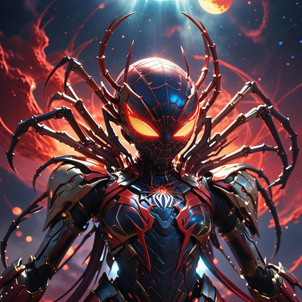 Interstellar Spider Queen in Cosmic Anime Style