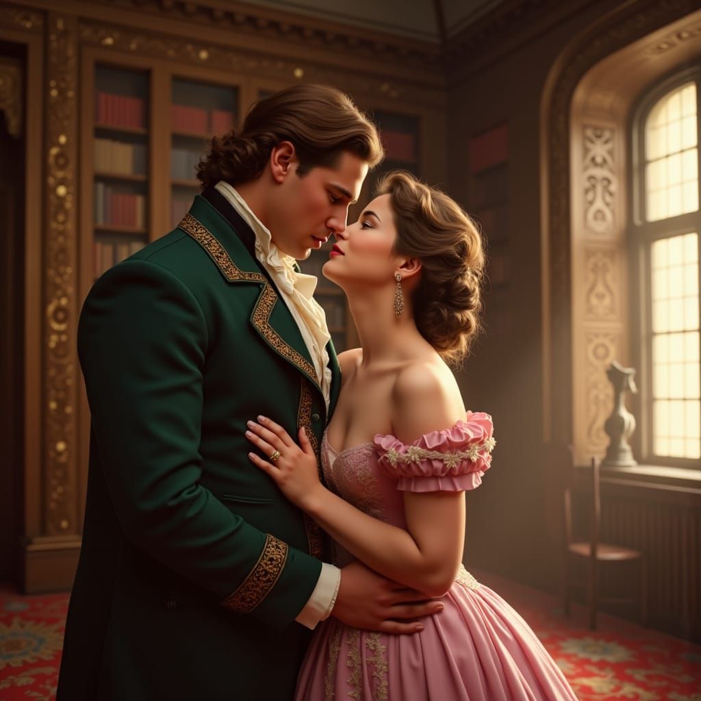 Regency Romance Novel Cover: A Passionate Moment in Grandeur