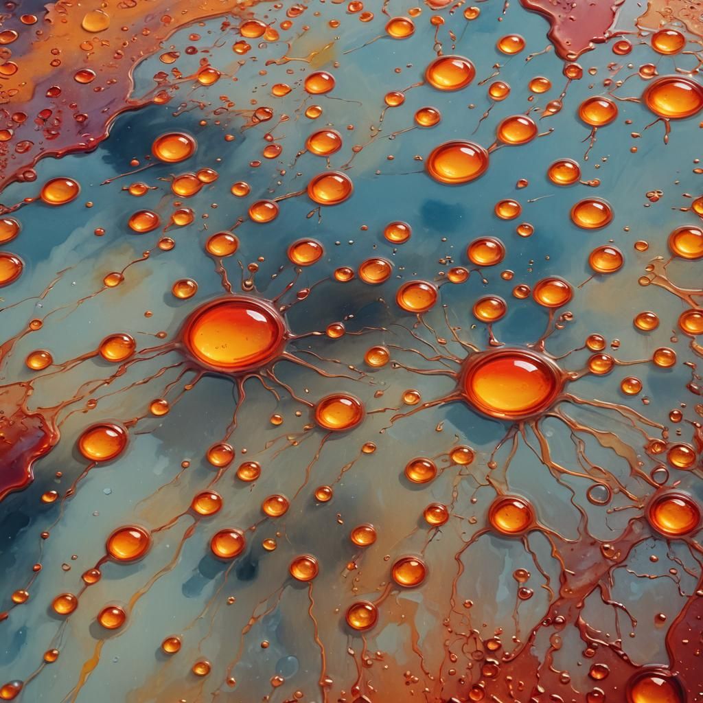 Surreal Pool Water with Fiery Undertones as Oil Painting