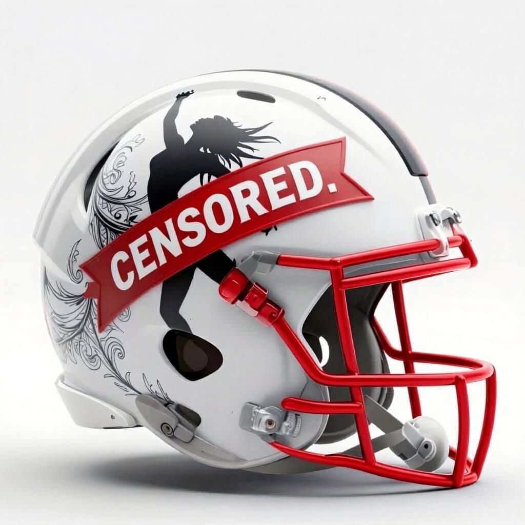 3D Football Helmet with Pole Dancer Silhouette