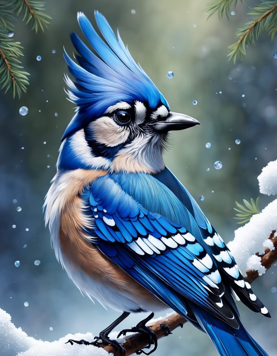 In a breathtakingly vivid portrayal, a resplendent blue jay ...