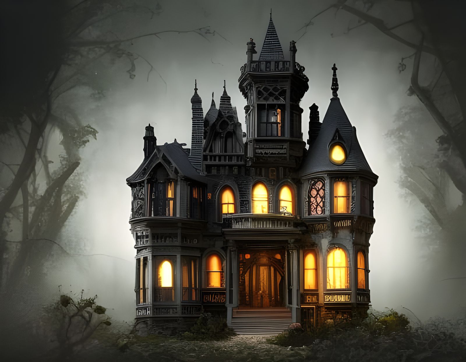Gothic Addams Family Dollhouse in Miniature