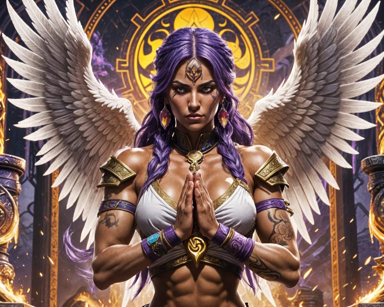 Vibrant Gypsy Prayer in Angelic Mortal Kombat Scene