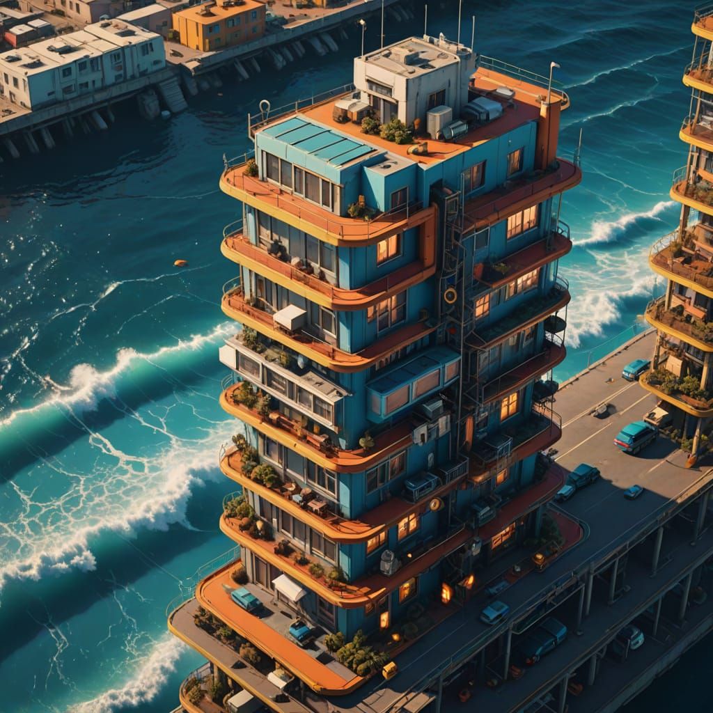 Surreal Futuristic Metropolis Rises from the Ocean