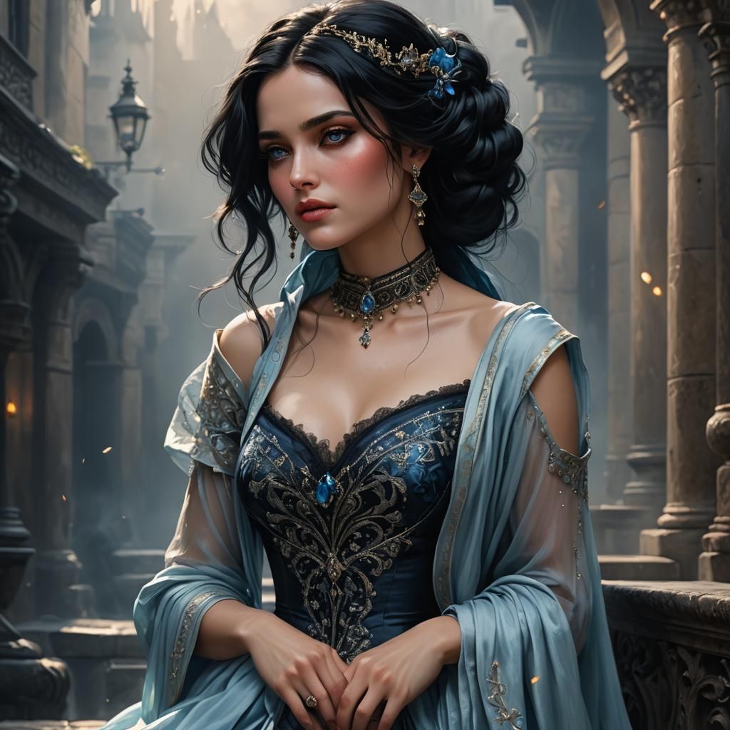 Elegant Noblewoman in Dark Fantasy Style
