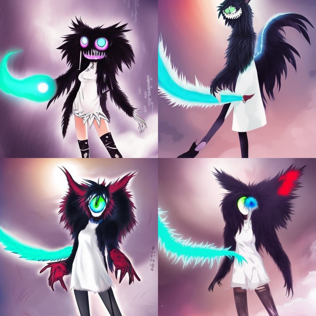 Emo Monsters in Anime Key Visual Style