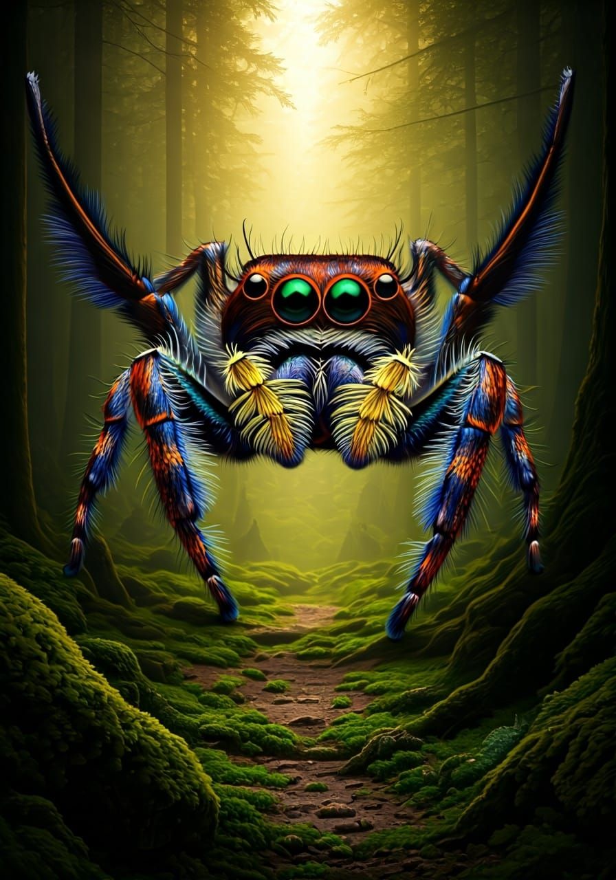 Hyper-Realistic Peacock Spiders in Extreme Close-Up