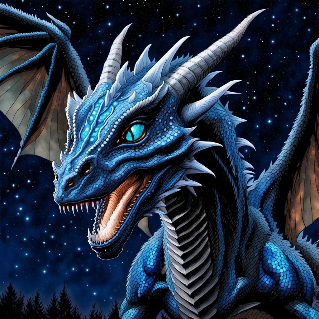 Dragon-like Alien Soaring, in Comic Book Style