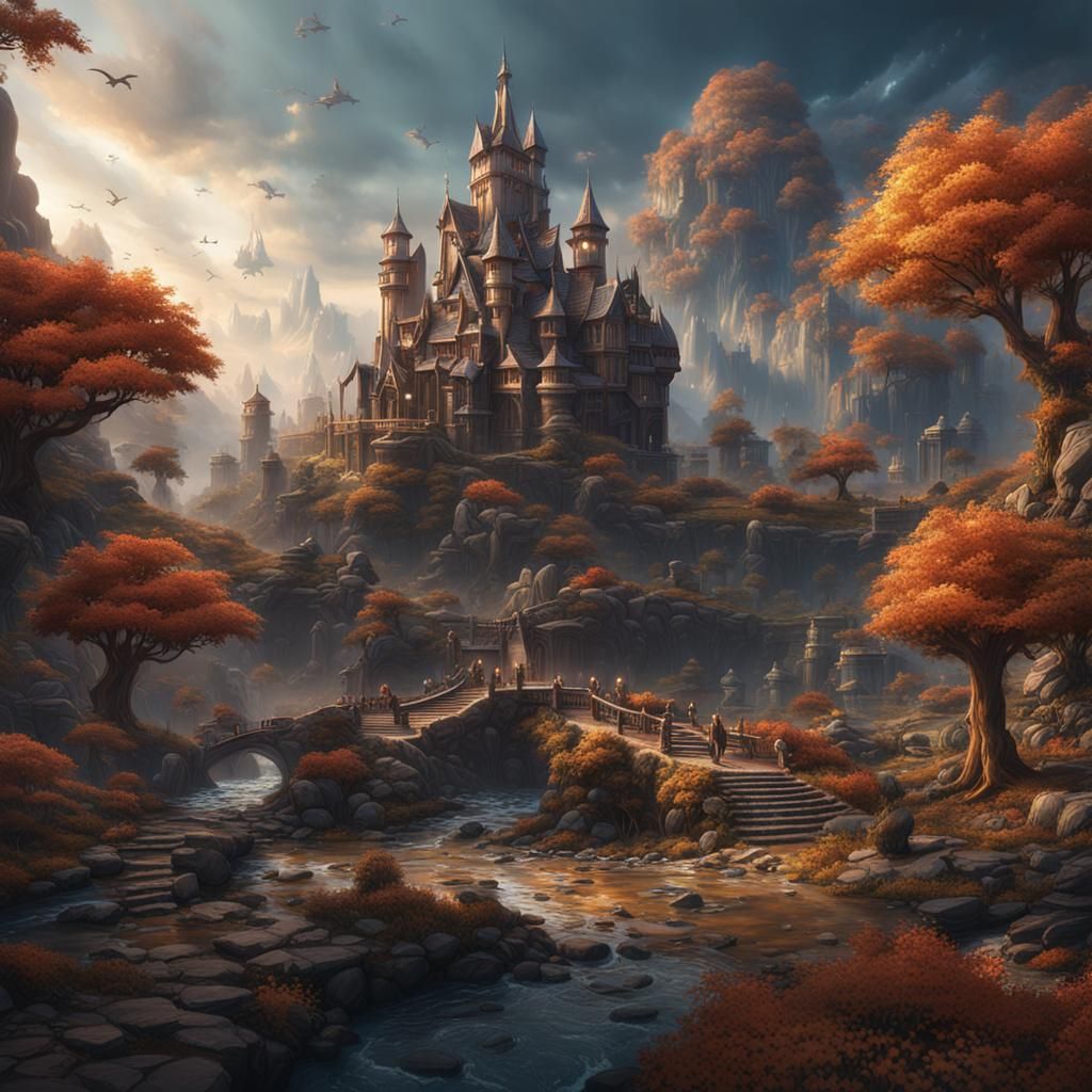 Fantastical Matte Painting in Deep Color, 8K