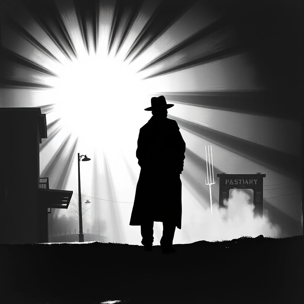 Sunlit Shadows in Noir Cityscape