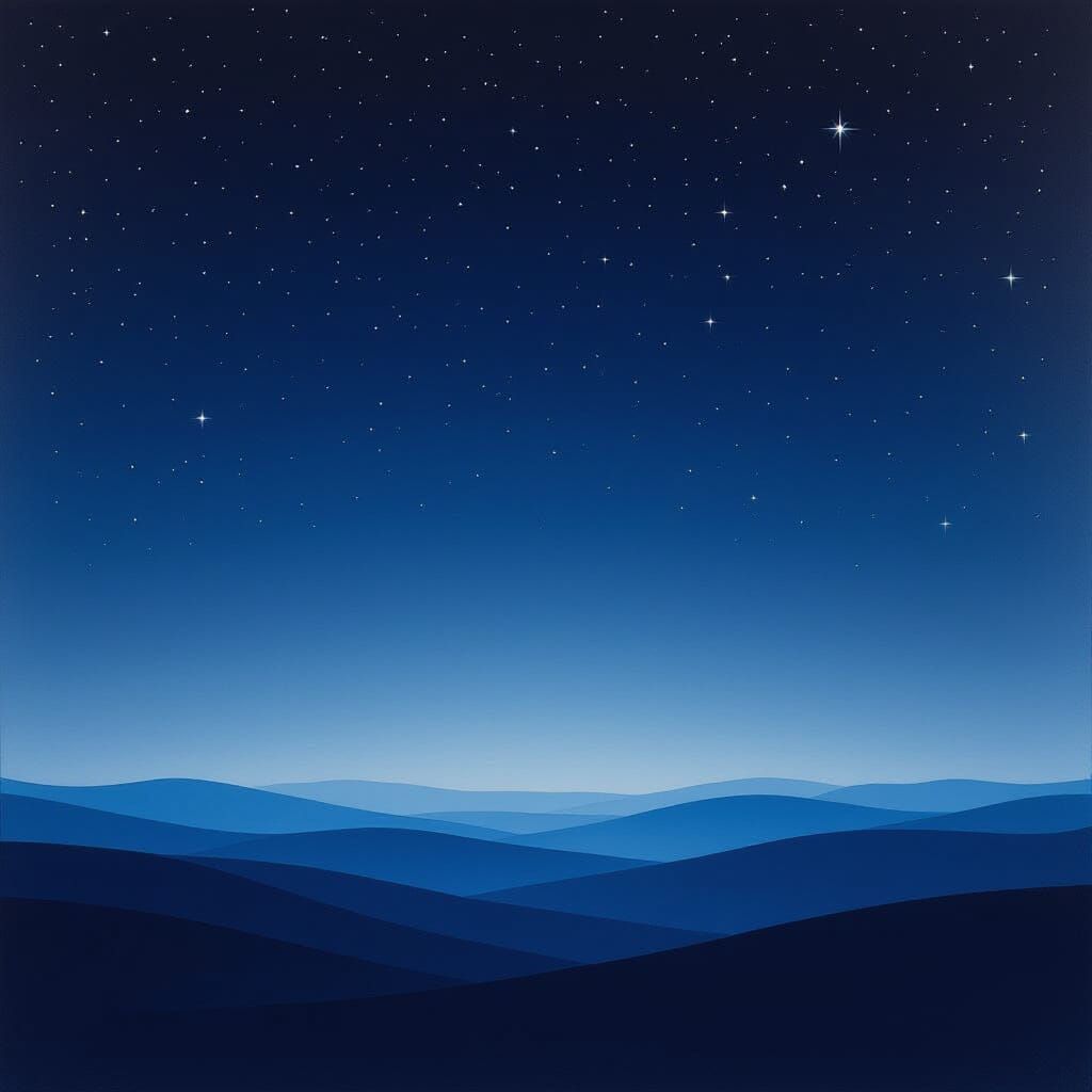 Calm Night Sky Oil Painting for Meditation
