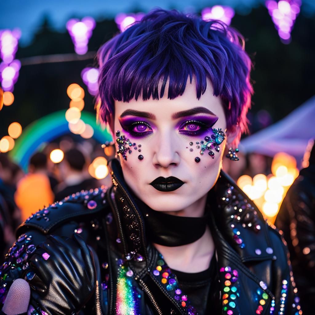 Anime Goth Girl at Rainbow Lantern Festival
