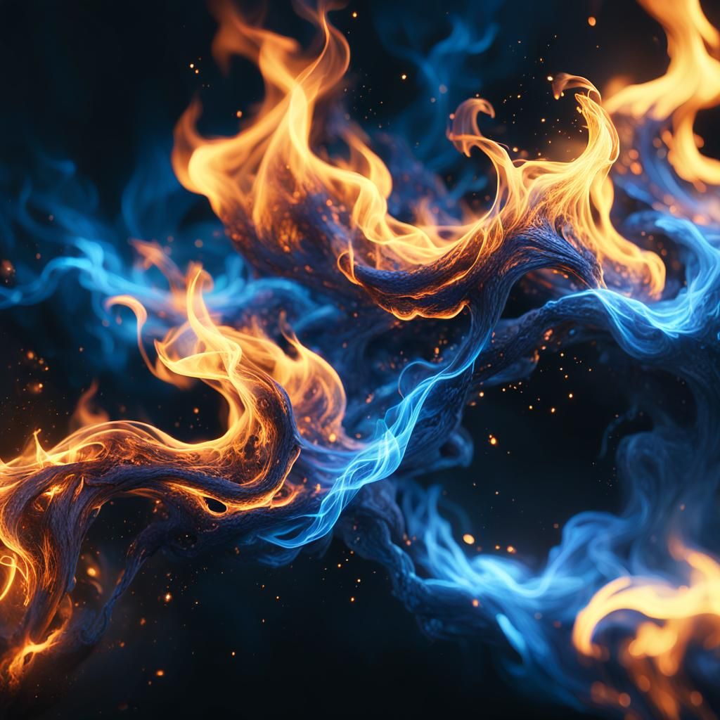 Ethereal Blue Flames in Dark Fantasy Concept Art